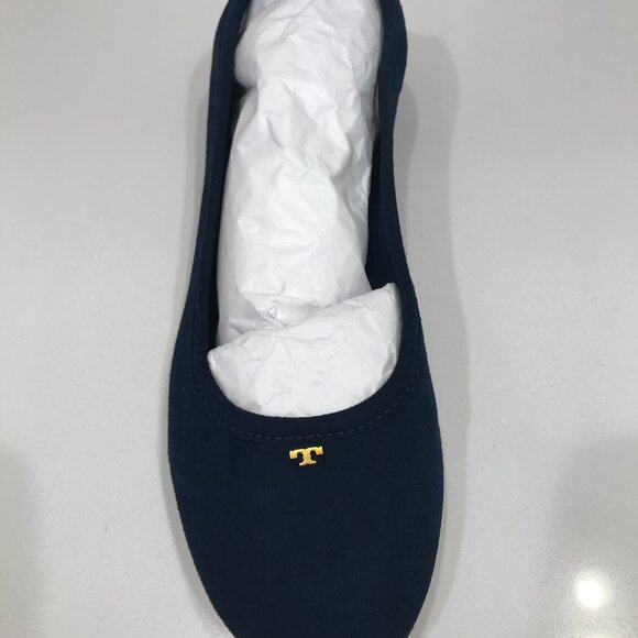 Tory Burch Therese Ballet Flats Royal Navy Suede Sz 5 - Picture 1 of 5